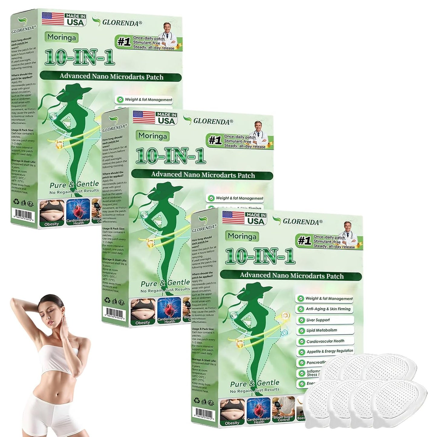 Moringa 10-in-1 Nano Patch - Advanced Natural Skin Care Patches for All Skin Types | 3 Pack