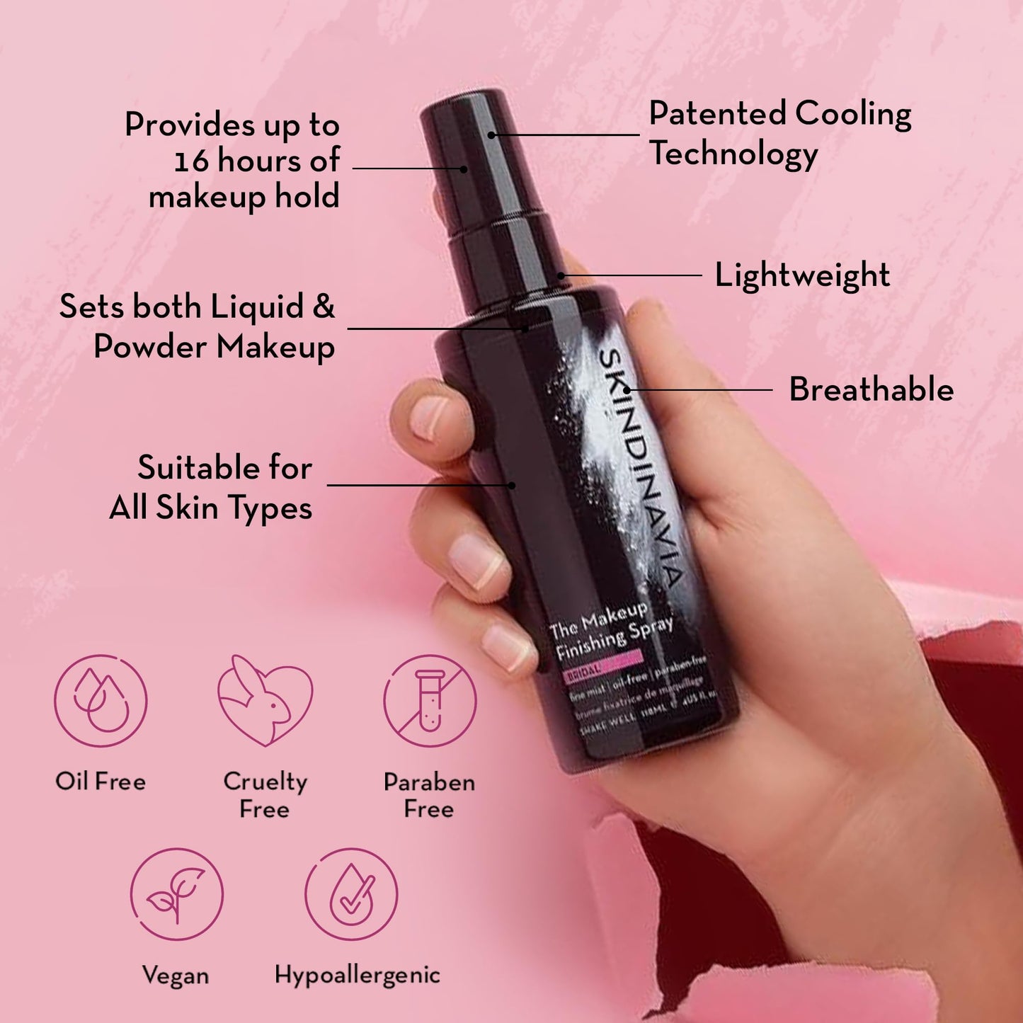 Skindinavia Makeup Setting Spray, Bridal Setting Spray for Makeup Long Lasting, Waterproof & Heat-Resistant Cooling Formula, All-Day Wear Up to 16+ Hours, Wedding Day, Bridal Shower Gift, 2 Oz