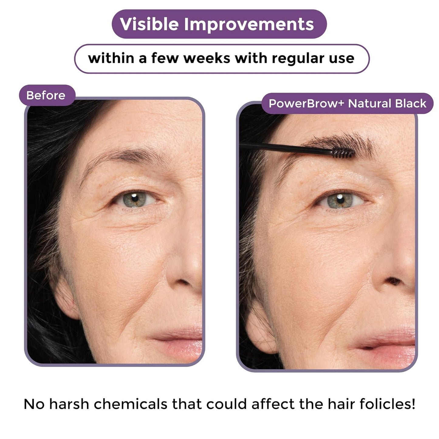 PowerBrow+ Tinted Eyebrow Gel for Mature Women - Defines & Thickens Brows | Natural Dark Brown (Espresso)