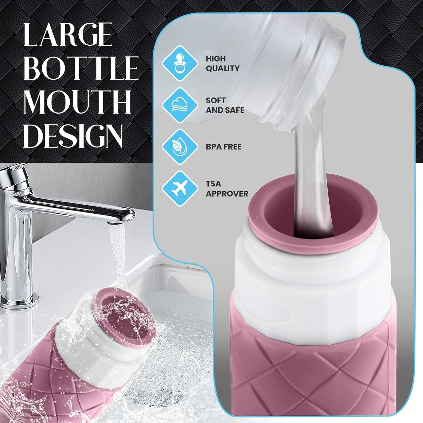 Travel Bottles for Toiletries - TSA Approved Silicone Containers | BPA Free, Leak Proof, Refillable - Purple