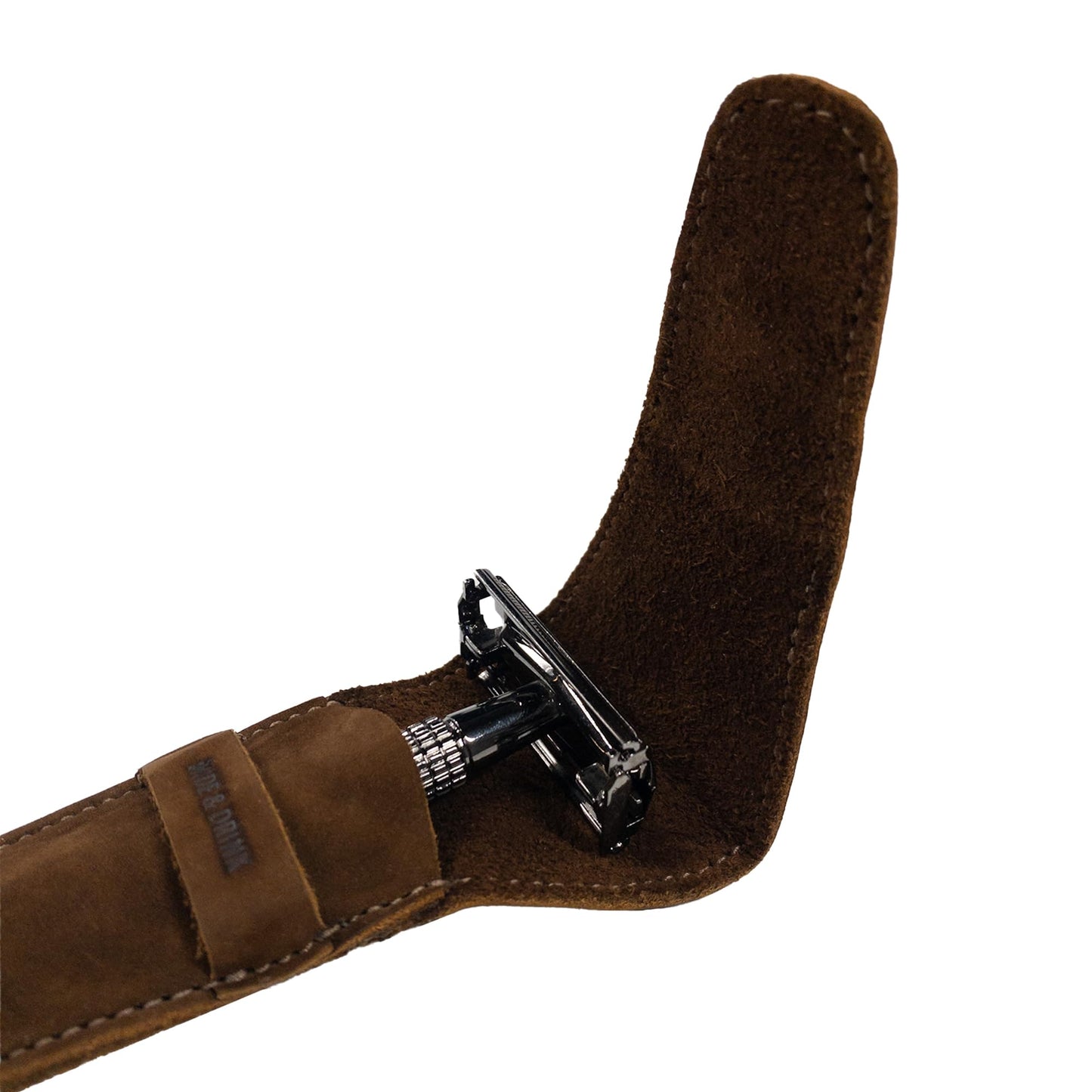 Hide & Drink, Leather Safety Razor Case, Shaving Accessories, Personal Care Essentials, Handmade (Swayze Suede)