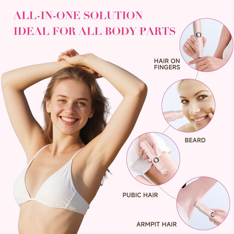 Bikini Trimmer for Women-Electric Razors for Women,Rechargeable Pubic Body Hair Trimmer,Waterproof Electric Shaver,Portable Lady Bikini Shaver for Legs, Body,Armpit, Facial, Gifts for Woman, Pink