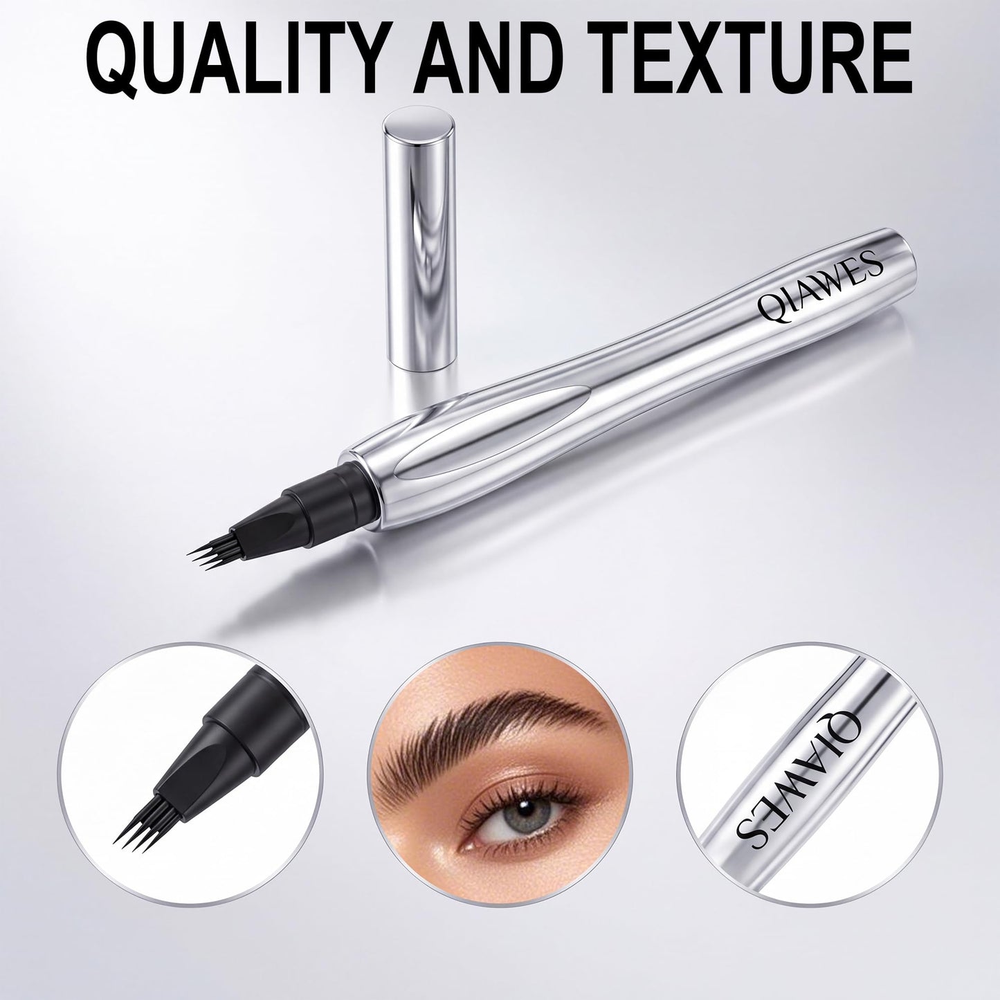 2 Pack Eyebrow Pen, Waterproof Microblading Eyebrow Pencil, 4 Tip Precise Eye Brow Makeup Pen for Women to Effortlessly Create Hair Like Natural Brows, Non Dry Out and Last All Day (Black & Brown)