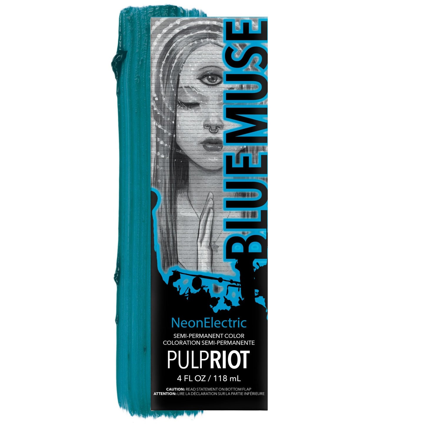 Pulp Riot Semi Permanent Hair Color Blue Muse – Bright Neon Blue, Long-Lasting Vibrancy, Anti-Overworking Formula, Vegan, Conditioner-Based, 4oz Tube