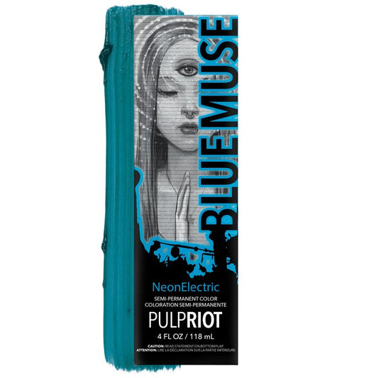 Pulp Riot Semi Permanent Hair Color Blue Muse – Bright Neon Blue, Long-Lasting Vibrancy, Anti-Overworking Formula, Vegan, Conditioner-Based, 4oz Tube