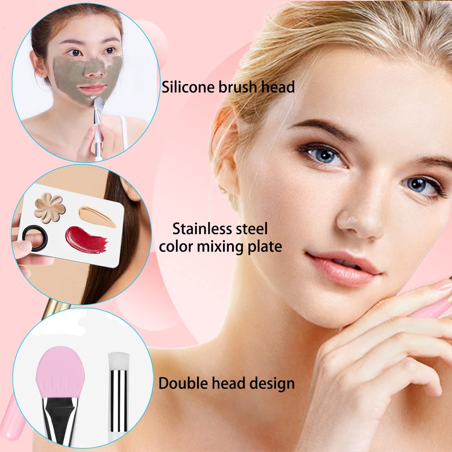 Korean Makeup Spatula and Palette Set - Stainless Steel Professional Foundation Spatula, Cosmetic Brush, and Rectangle Palette for Facial Cosmetic Application