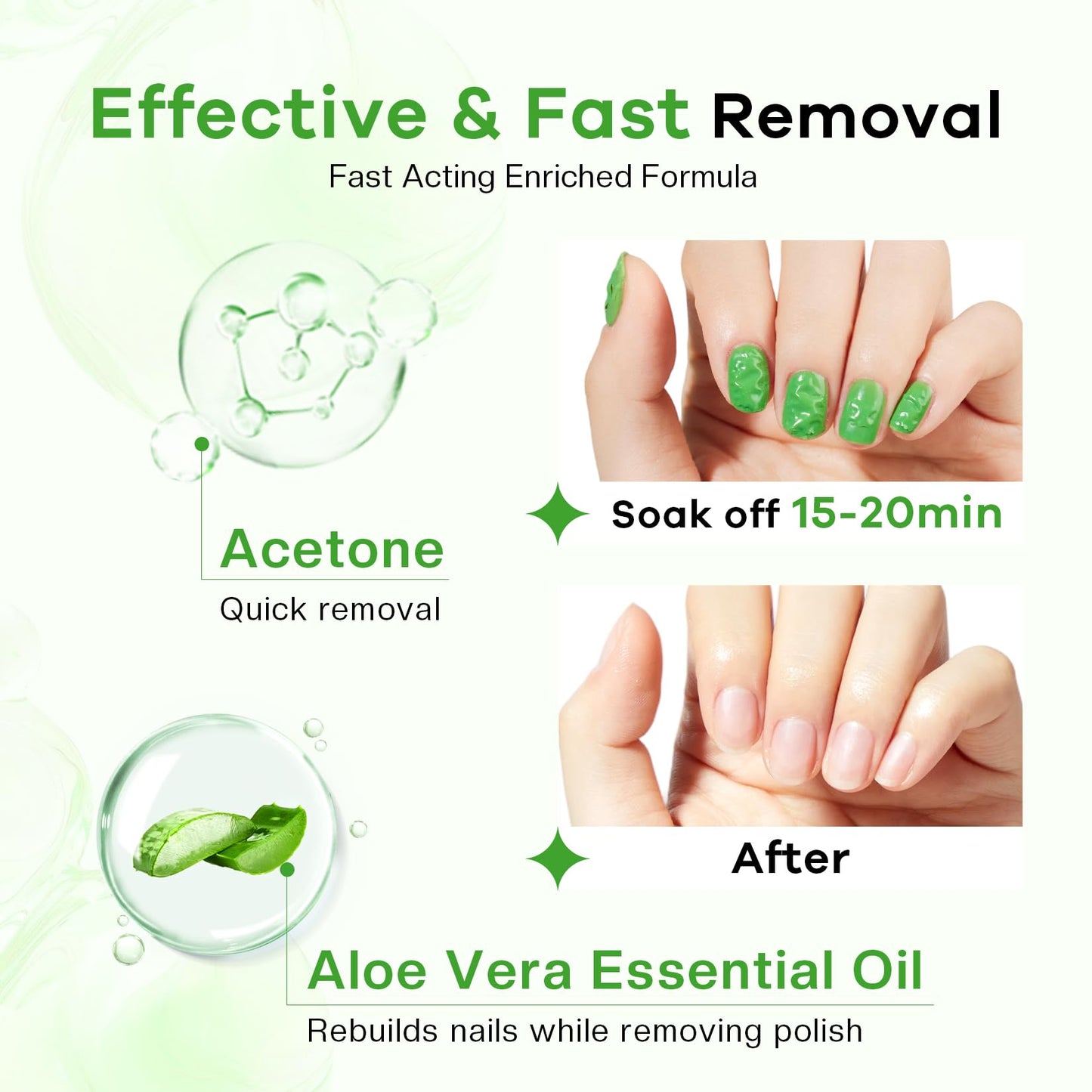 Glamonade Acetone Nail Polish Remover: Professional Soak off Gel Polish Remover Natural Formula Aloe Vera Essential Oil for Acrylic Dip Powder Nail Supplies for Home Salon(8 Fl.Oz.)