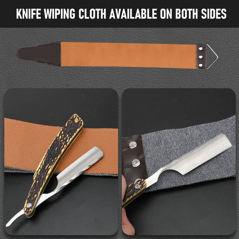 Straight Razor With Strope - Professional Straight Edge Barber Premium Stainless Steel Shaver With Shaving Strop for Men Home & Salon Grooming Using (NO.163)