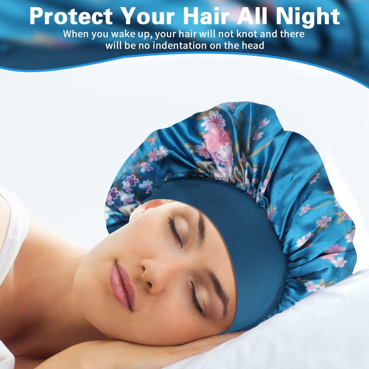 ROYBENS Satin Bonnet for Sleeping, Sleep Bonnets for Women for Curly Hair