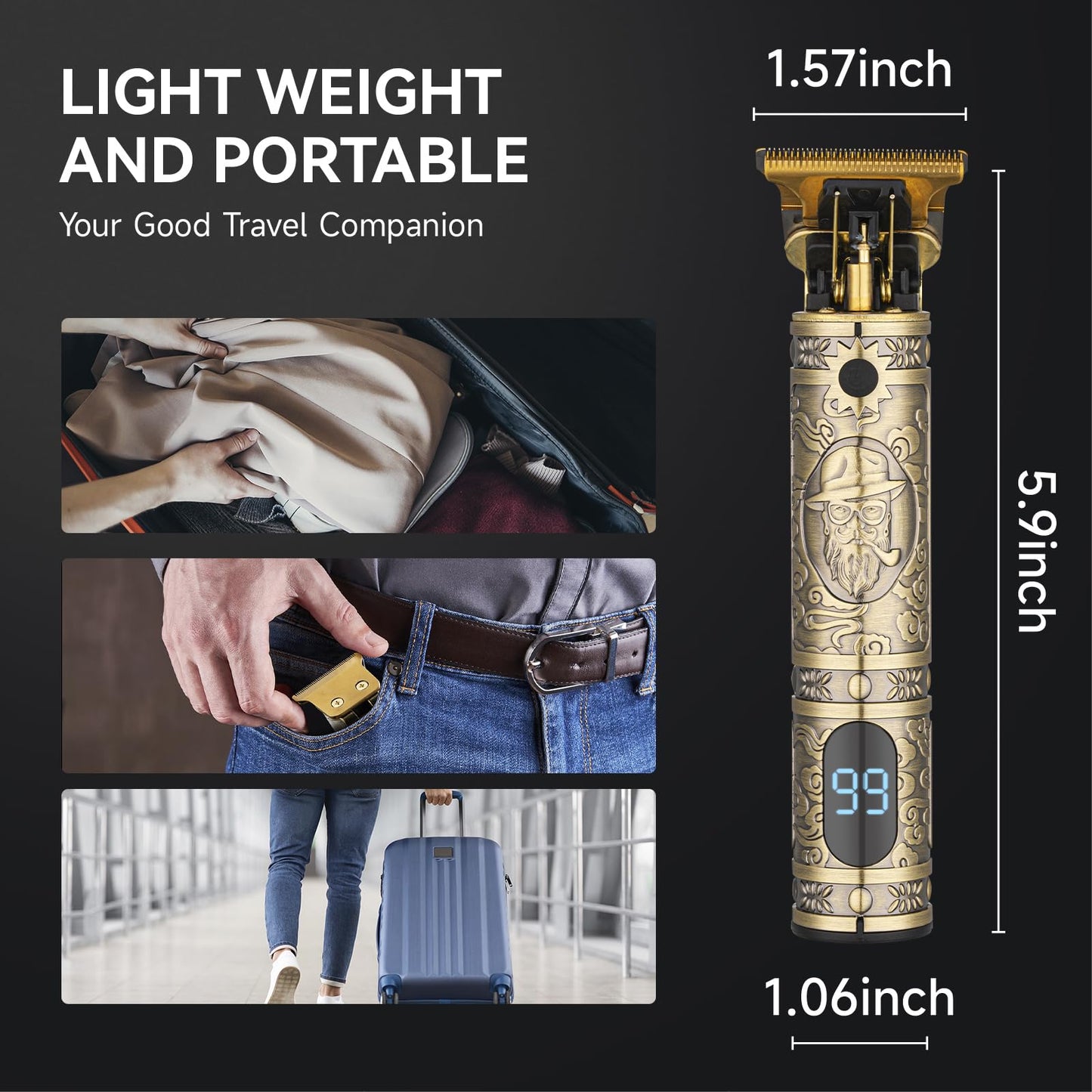Ciada Hair Clippers for Men Professional Hair Trimmer Barbers Beard Trimmer Shaver Razor Hair Grooming Cutting Kit at Home T Blade Liner Trimmer Cordless Rechargeable Zero Gapped Edgers Gifts for Men