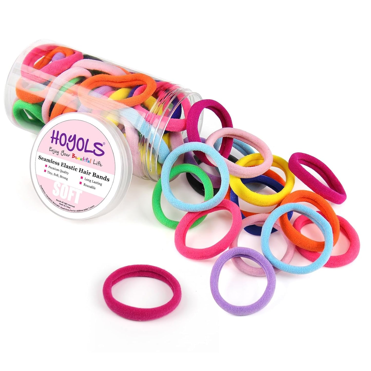 Seamless Hair Band | No-Crease Ponytail Holders - 10 Multi-Color Small Hair Ties (4cm)