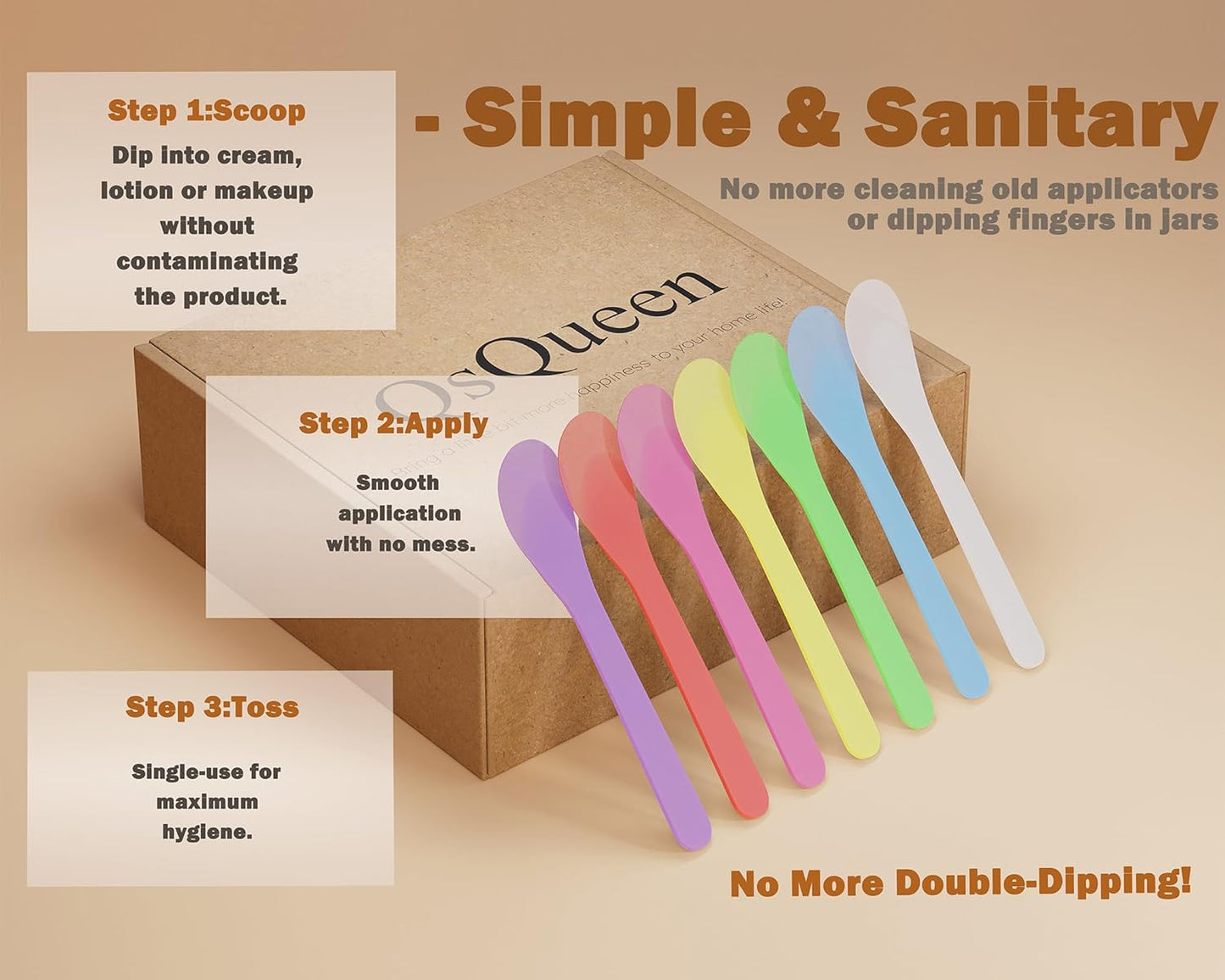 **Cosmetic Spatulas - 100 PCS Reusable Makeup Scoops in 7 Colors | Hygienic Mixing Tool for Face Masks & Skincare (4.88'' x 1.06'')**