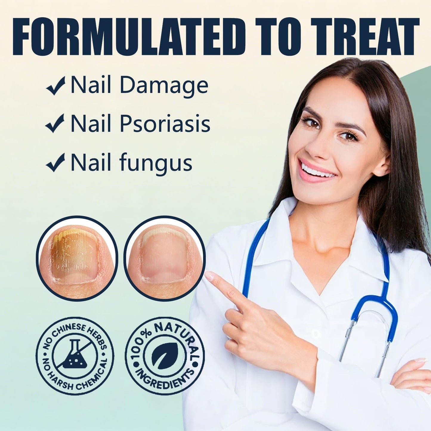 Toenail Treatment Extra Strength Kit, 7-Days Nail Treatment with 25% Undecylenic Acid & 72 Nail Patches, Repairs Yellow, Thick, Discolored & Broken Nails