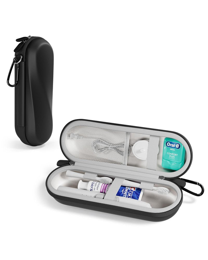 ProCase Electric Toothbrush Travel Case for Oral-B 1000/1500/5000/6000/7000/7500/9600 & iO 7/8/9/10, Philips Sonicare 1100/4100/5100/5300/6100, Water-Resistant Hard Case -L,Black