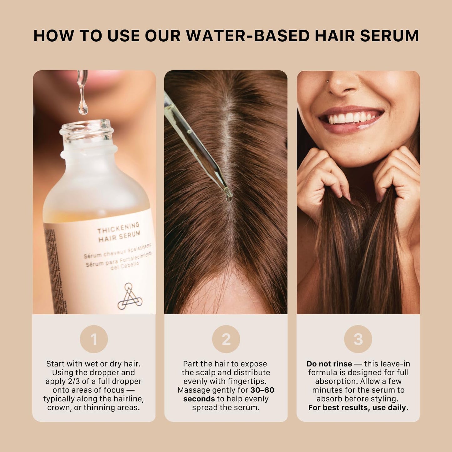 ACTIIV Thickening Hair Serum - Water Based | Supports the Appearance of Thicker, Fuller-Looking Hair, Lightweight Water-Based Formula, Non-Greasy, All Hair Types, 1.8 oz