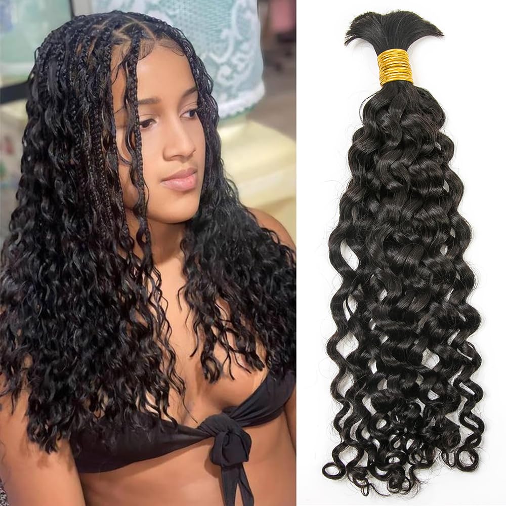 Human Braiding Hair - 100% Virgin Water Wave for Boho Braids | 14 Inch, 50G