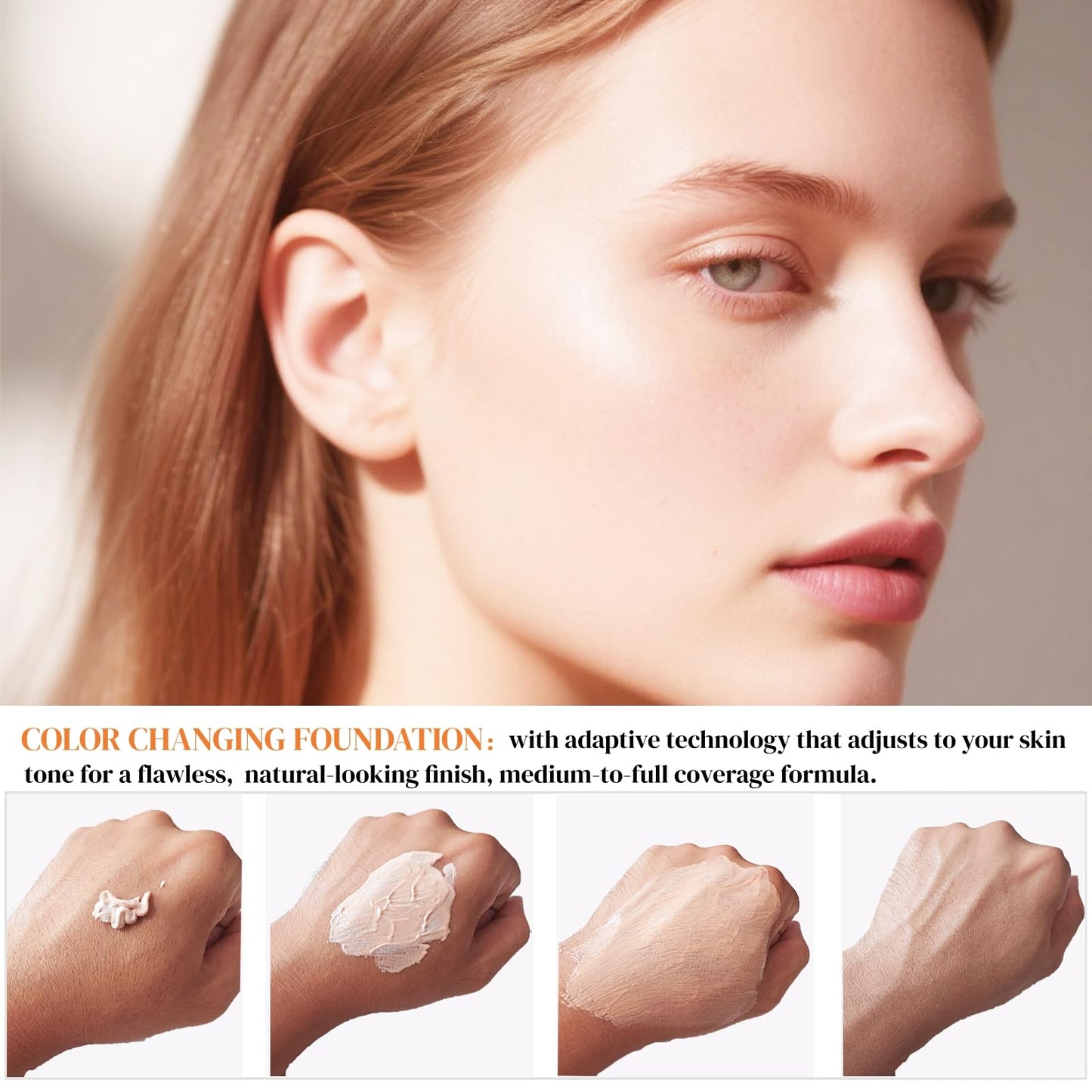 BARUBT 4 in 1 Color Changing Foundation - Medium Spectrum, Evening Skin Tone, Long-Lasting & Waterproof, Hydrating Concealer with Medium to Full Coverage, Lightweight Flawless Finish Makeup 1.4 Fl.Oz.