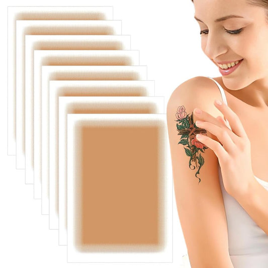 Rose Romee Waterproof Tattoo Cover Up Patch - Ultra-Thin Body Tape for Tattoos, Scars & Birthmarks | Invisible Concealer Makeup | Cut-to-Fit Dark Skin Tone | Long Wear