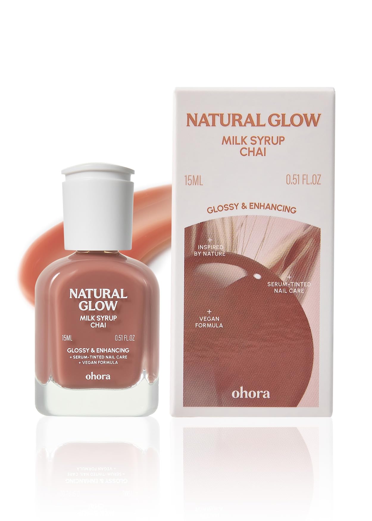 ohora Natural Glow Milk Syrup Nail Strengthener (Chai) - Tinted Nail Hardener for Brittle, Damaged Nails, Quick-Dry Glossy Finish, Nail Repair & Growth, 15 mL