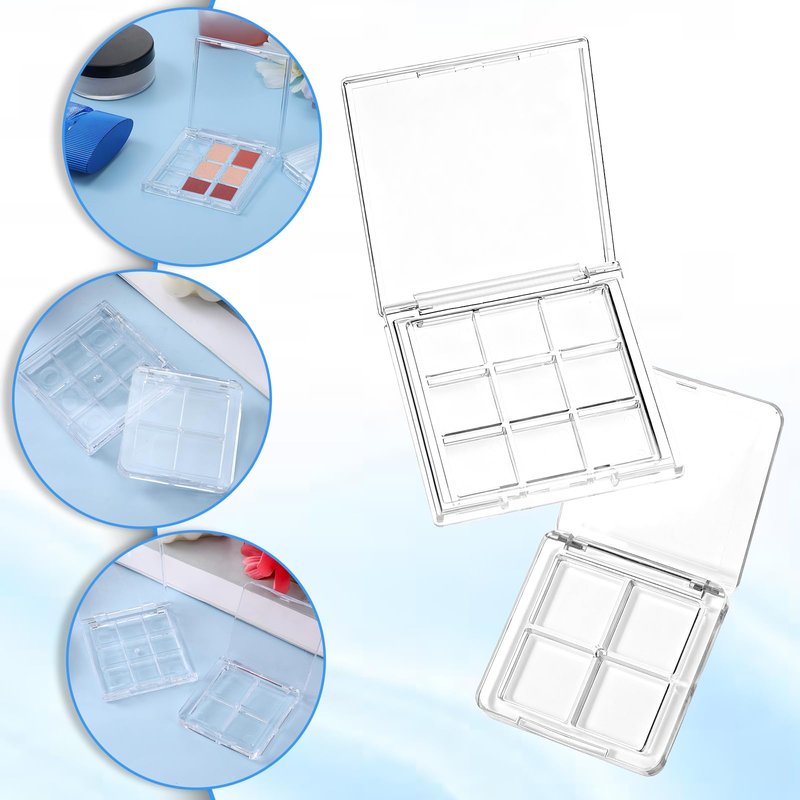 Empty Makeup Palette Depotting Case, 2pcs Empty Lipstick Palette 9-Grid and 4-Grid Clear Blush Lipstick Case Portable Eyeshadow Pan Dispensing Storage Boxes