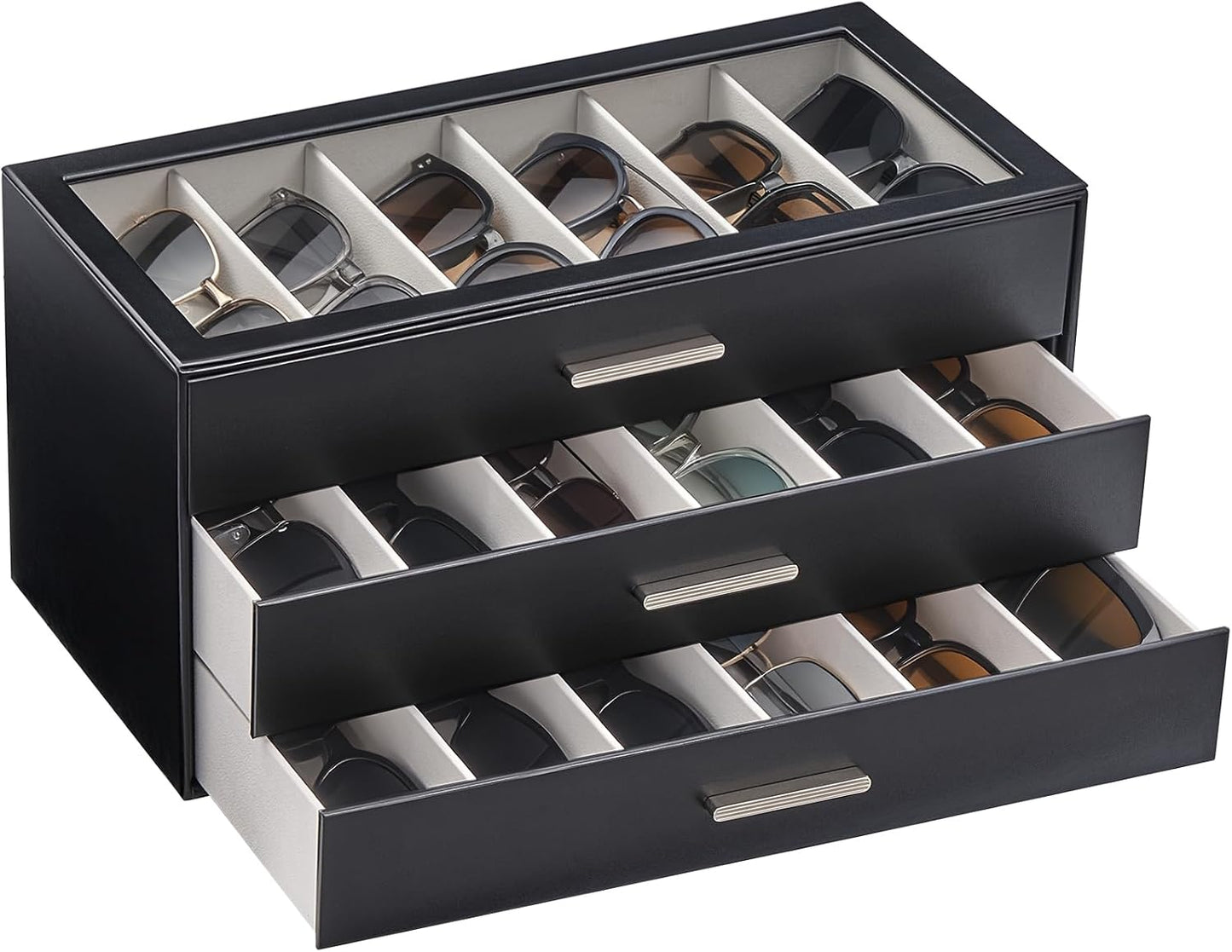 Sunglasses Storage Box for Women - Clear Top Eyewear Organizer | Stylish Display Case