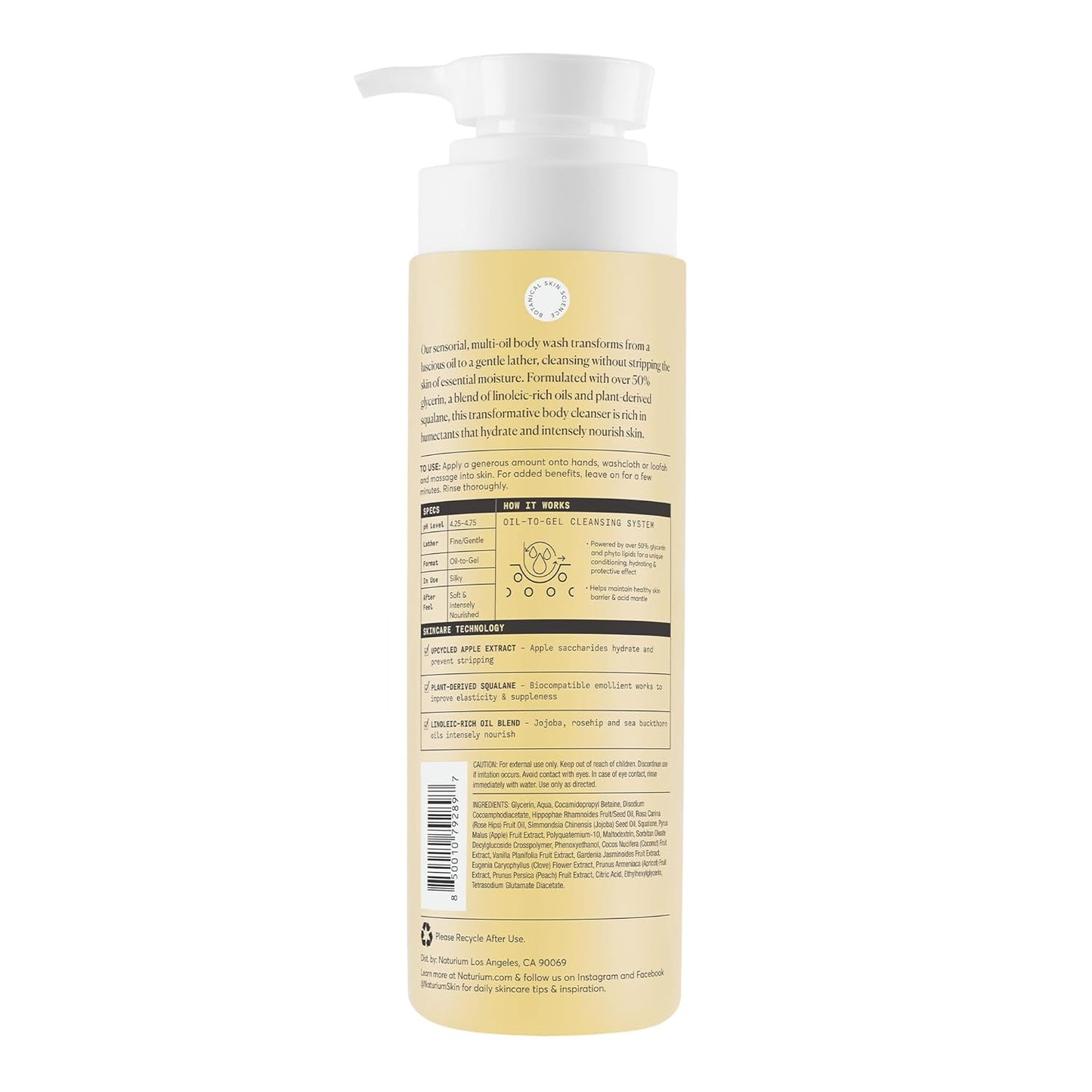 Naturium Multi-Oil Hydrating Body Wash - Gentle Cleanser, 16.9 oz | Nourishing Glow