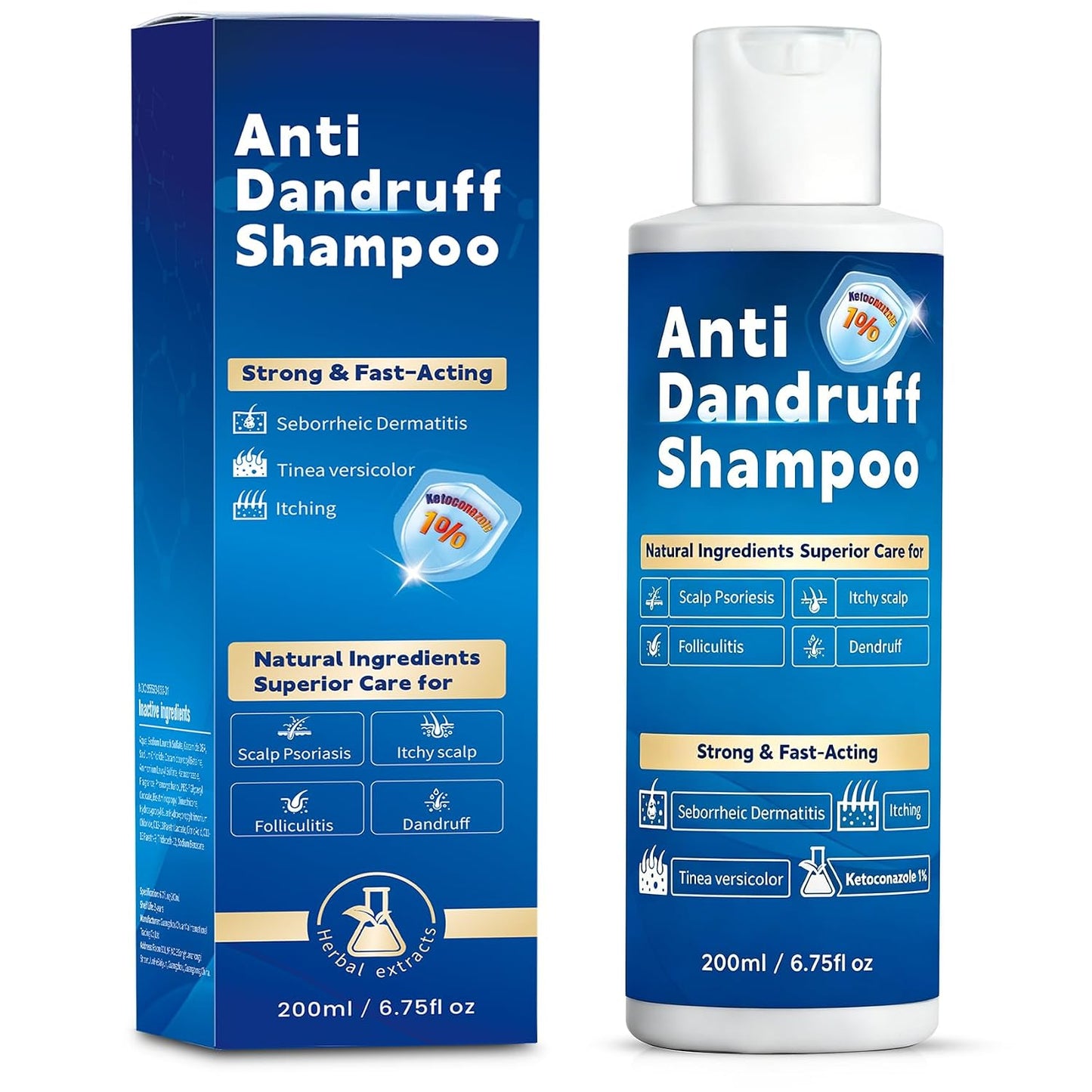 Ketoconazole Anti-Dandruff Shampoo - Scalp Treatment for Seborrheic Dermatitis & Psoriasis | Itchy Scalp Relief, Hydrating Care for All