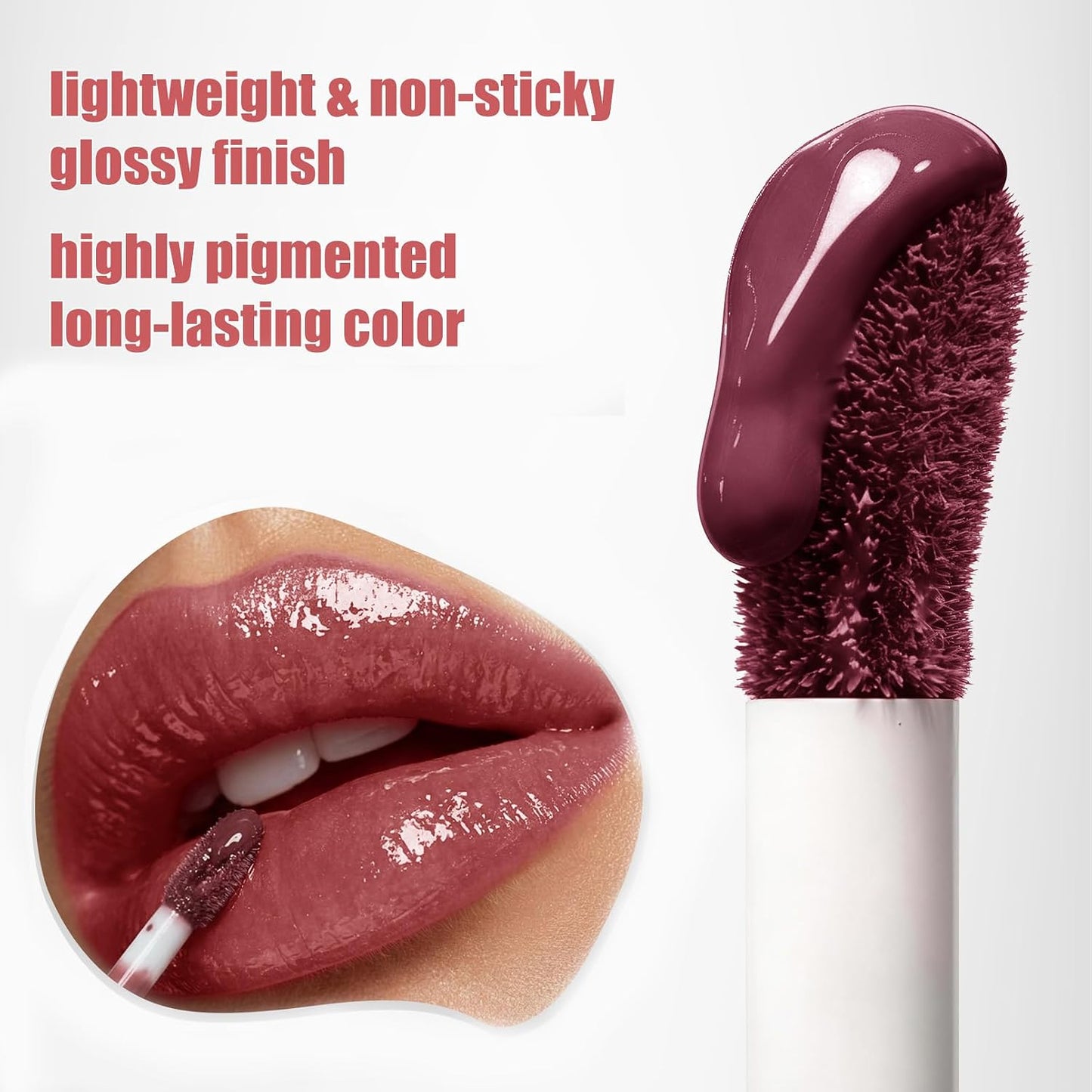Juicy Glossy Mirror Lip Tint - Long-Lasting Transfer-Resistant Liquid Lipstick | Hydrating Peach Color with High-Shine Finish