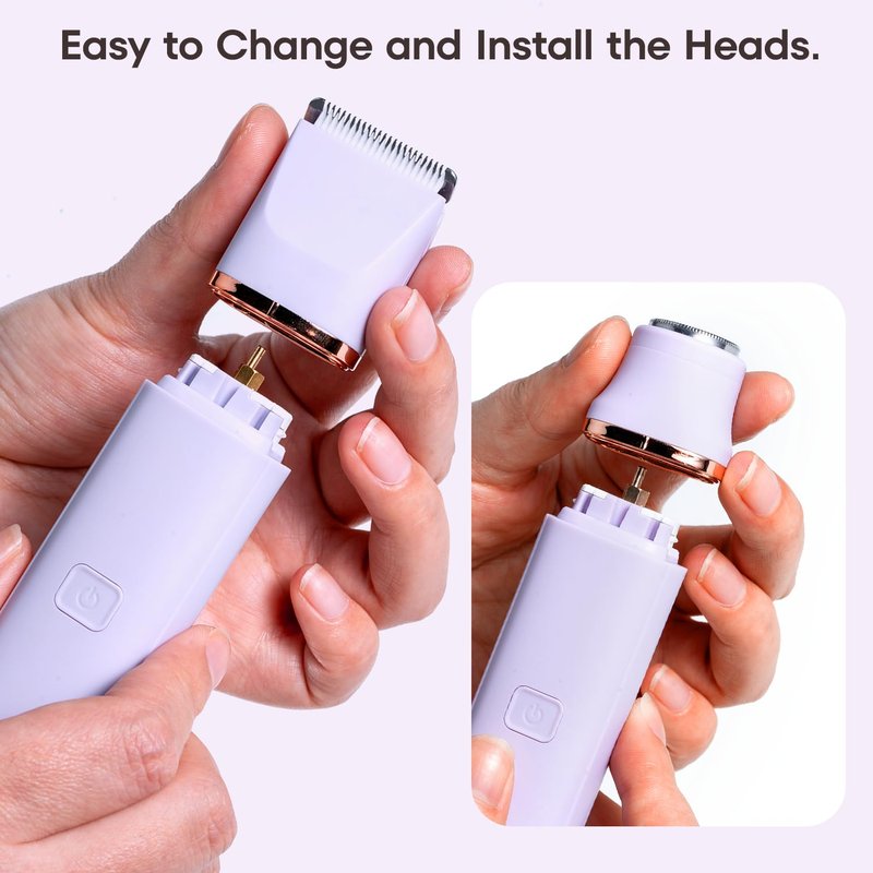 VG VOGCREST Bikini Trimmer Replacement Head: Compact Portable Painless Hair Removal & Precision Shaving Set for Women - Home Travel Bikini Area Use with Rotary Shaver Head(Purple)