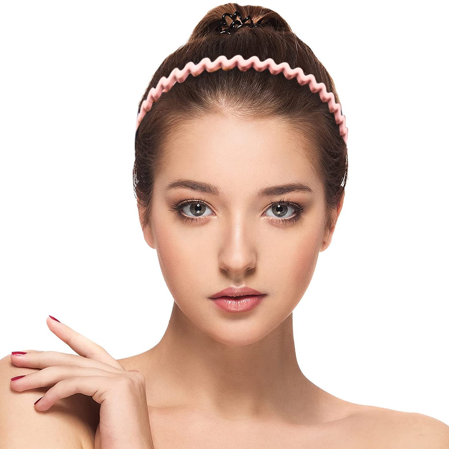 Plastic Wavy Headbands for Women - Non-Slip Thin Hair Bands with Combs | Pack of 6