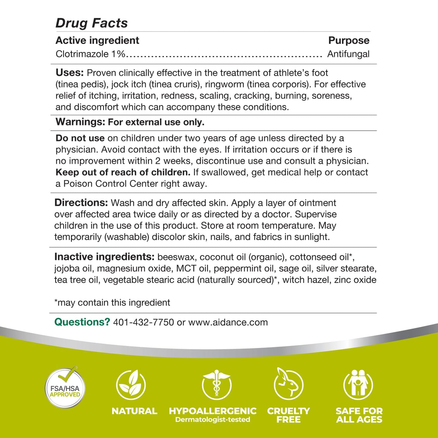 terrasil Clotrimazole Antifungal Cream, Relief for Fungal Yeast Infection, Athletes Foot Treatment, Jock Itch Ringworm, Men & Women, Natural Ingredients, Anti Fungal Cream for Skin and Feet (.5oz)