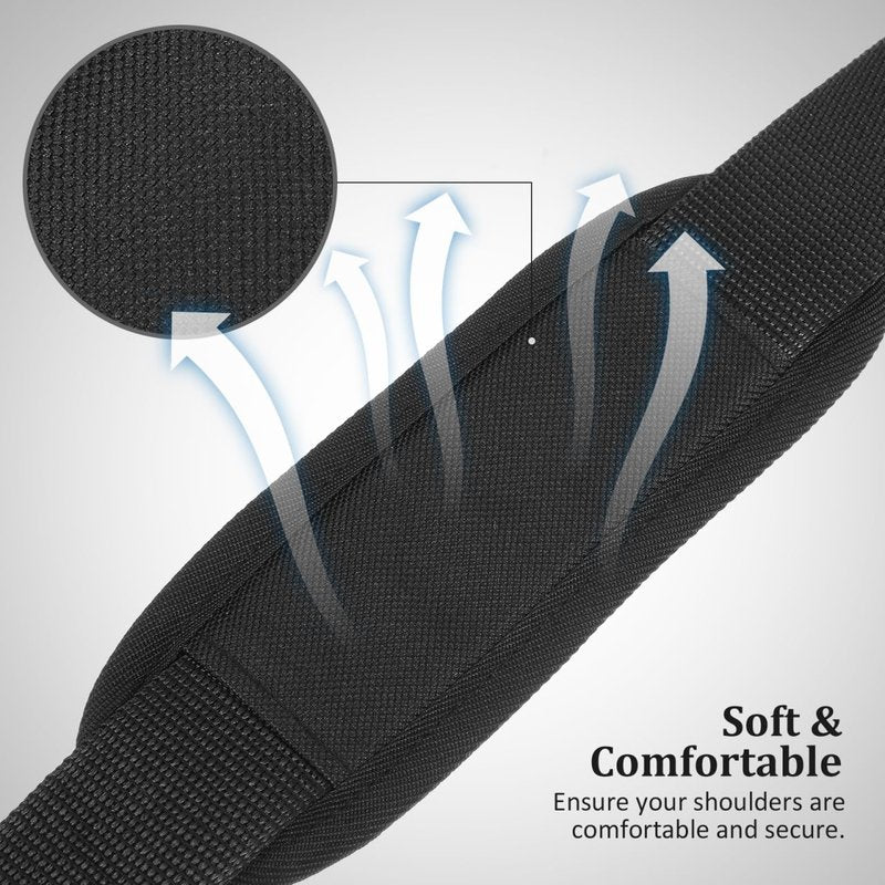 POPETPOP 2Pcs Universal Replacement Laptop Shoulder Strap, 42" Adjustable Instrument Bag Shoulder Straps with Metal Hooks for Briefcase, Computer Messenger Bag, Guitar, Violin, Cello (Black)
