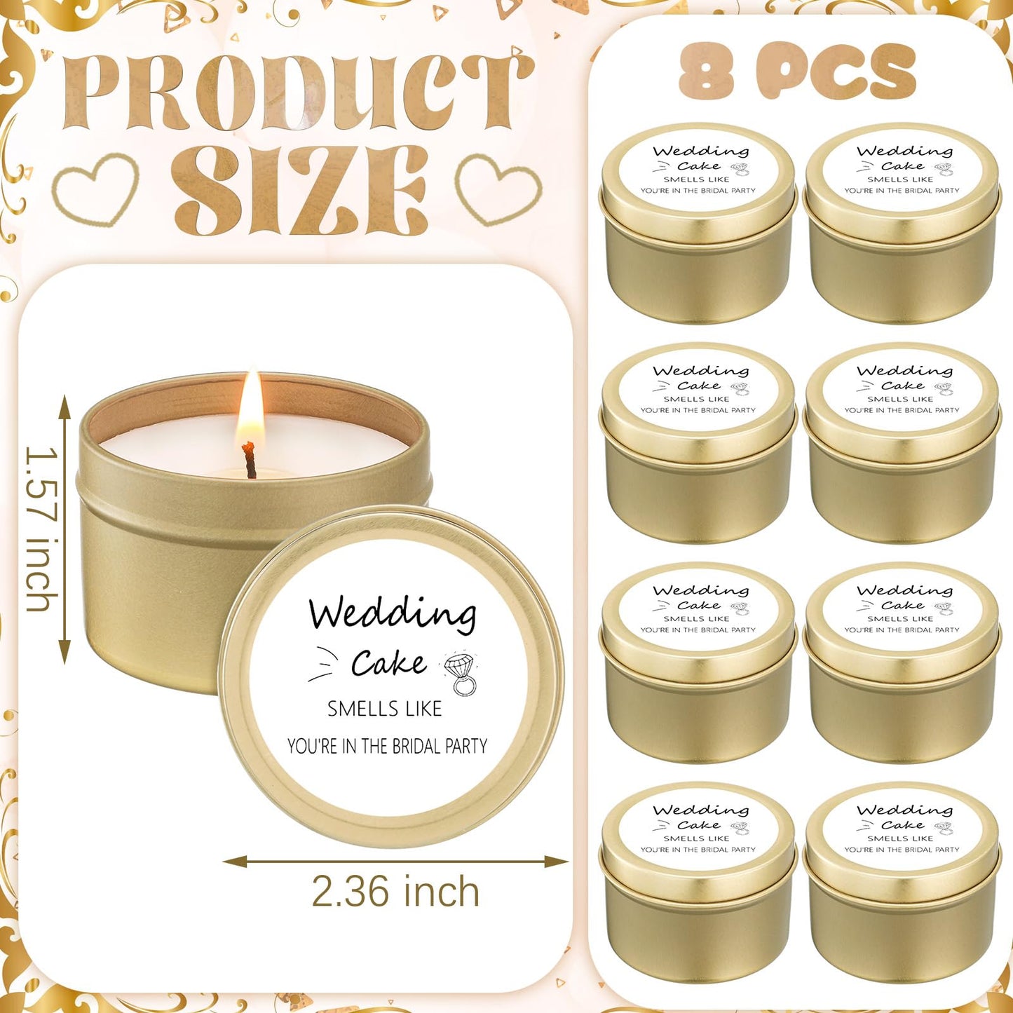 Conelist 8 Pcs Bridesmaid Proposal Gifts, Smells Like You're in The Bridal Party Scented Candles Will You Be My Bridesmaid Soy Wax Small Candle for Best Friend Girls Women 4oz(White,Fashion)