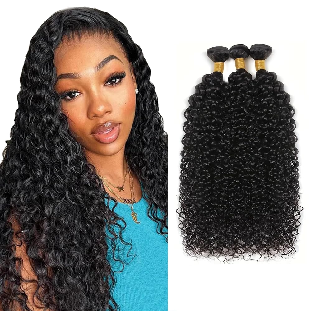 1B Human Hair Bundles Yaki Straight Bundle Kinky Straight Human Hair 3 Bundles 20 22 24 inch Double Weft Yaki Bundle
