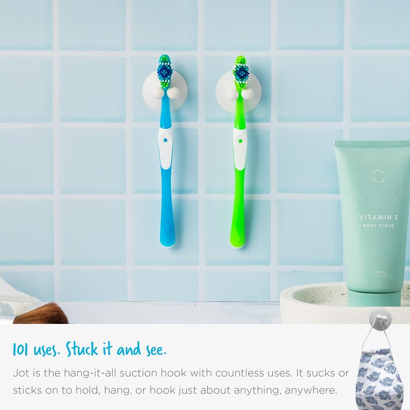 Dreamfarm Jot Super Strong, Everyday, Multi-Purpose PVC Suction Hooks & Holders - Pack of 4, Clear