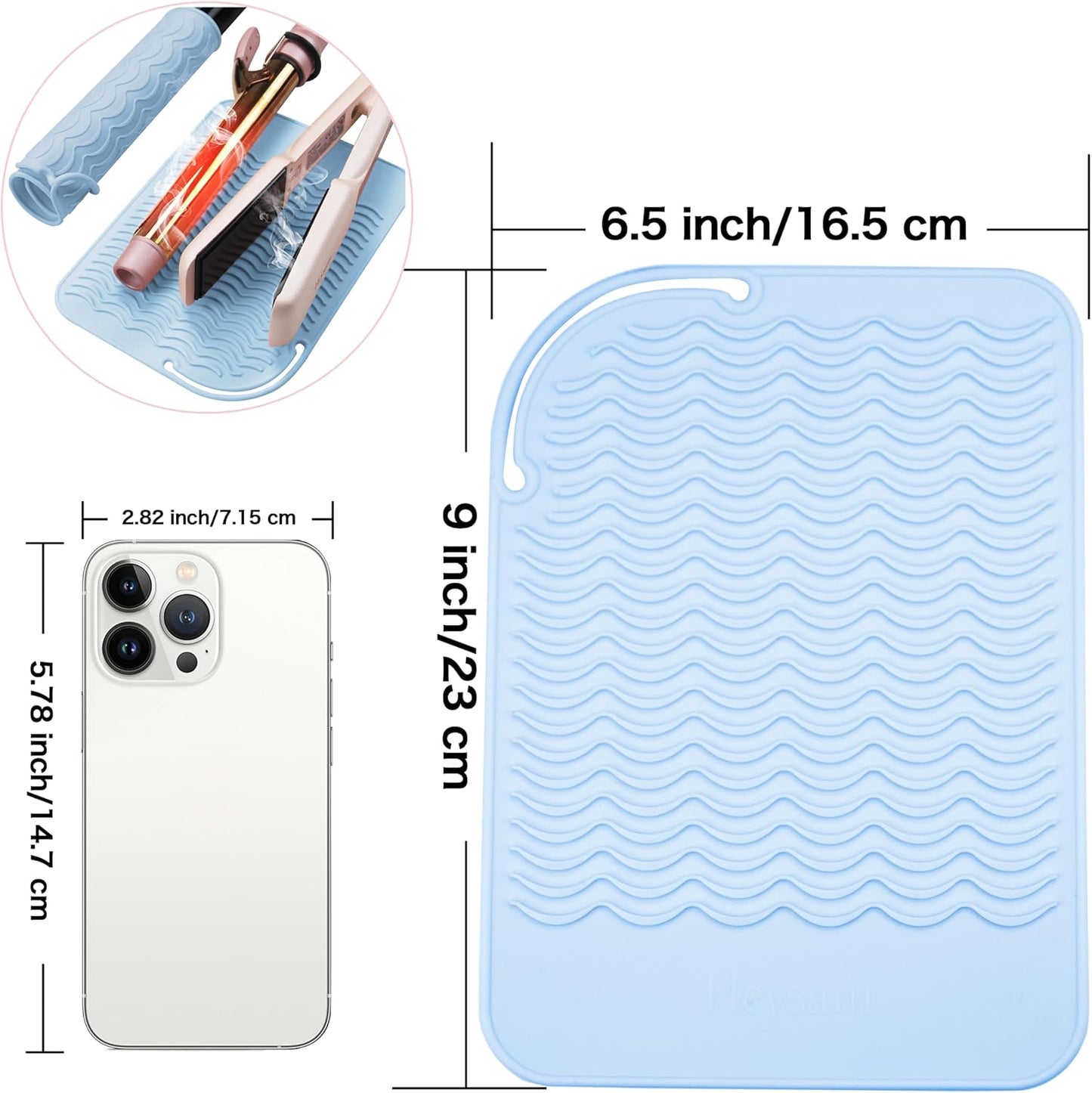 Silicone Heat Resistant Mat for Hair Tools - Curling Iron & Flat Iron Pad | Blue