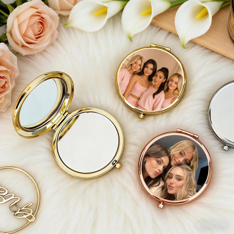 Personalized Compact Mirror - Custom Pocket Mirror for Women | Cute Purse Size, Ideal for Weddings & Gifts (10 Pack)