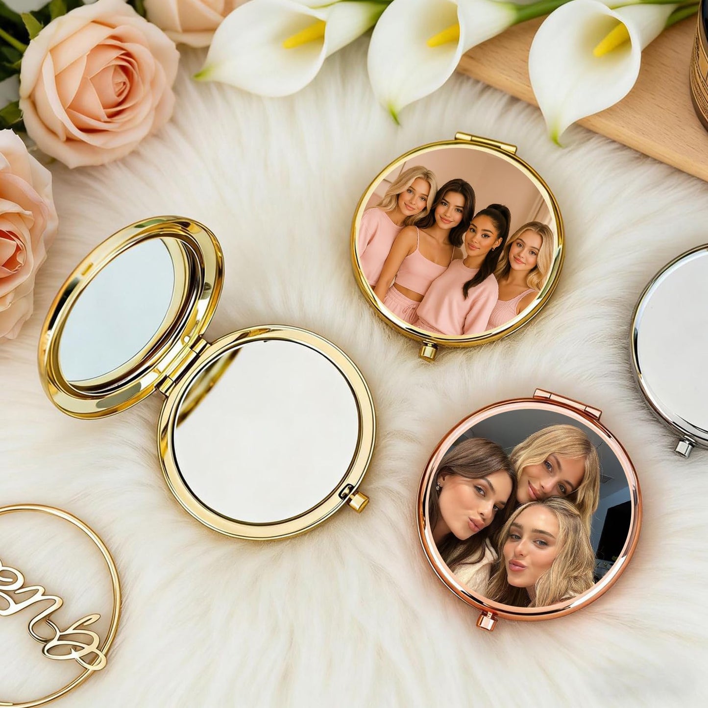 HJX Personalized Compact Mirror Bulk with Name Photo for Women