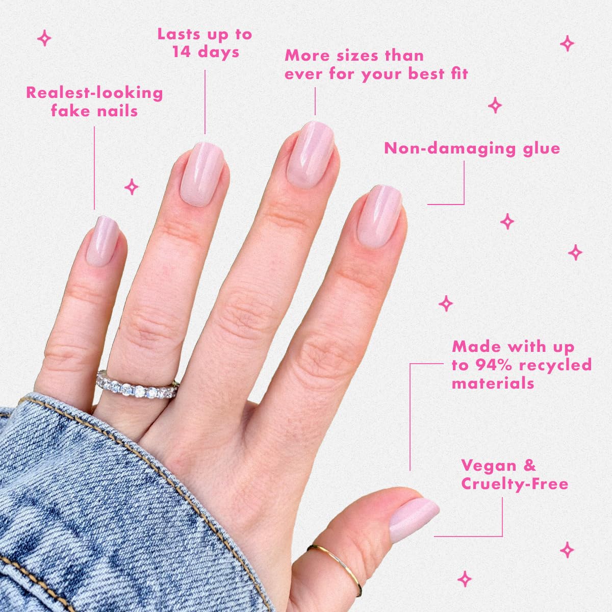 Minimalist Press-On Nails - Non-Toxic, Long-Lasting | 42 Fake Nails in 21 Sizes | Short Squoval CDJ Syrup Gradient