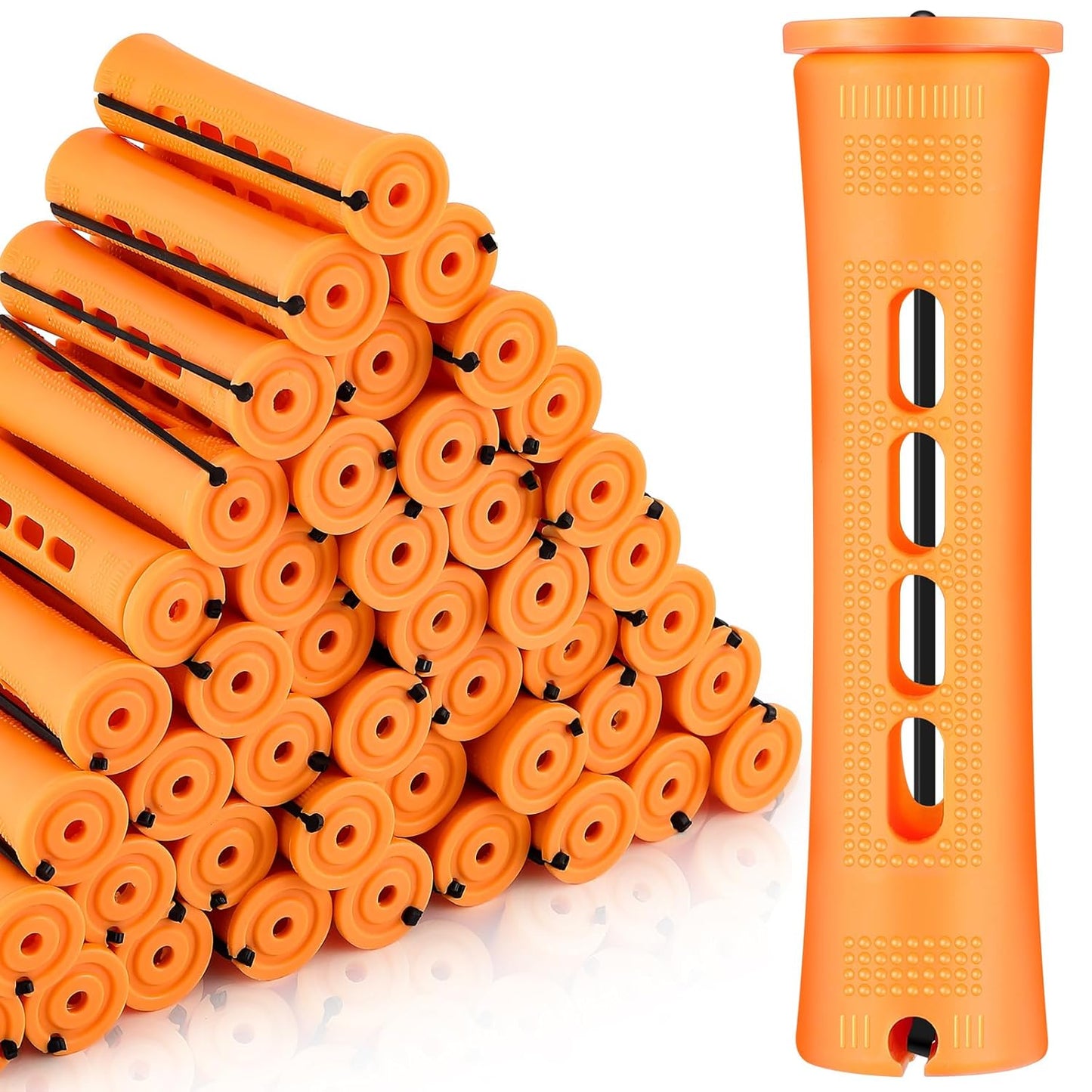 Tigeen 160 Pcs Perm Rods - No-Heat Plastic Hair Rollers for Natural Hair | Small Curling Rods (0.51 Inch, Red)