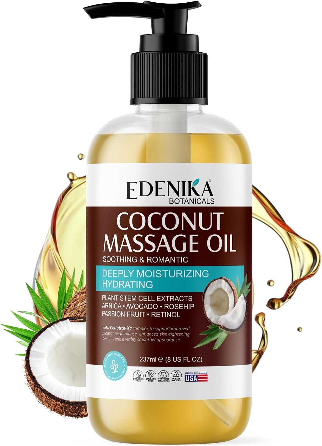 Tropical Coconut Massage Oil - Soothing & Hydrating Blend with Passion Fruit | 2-Pack