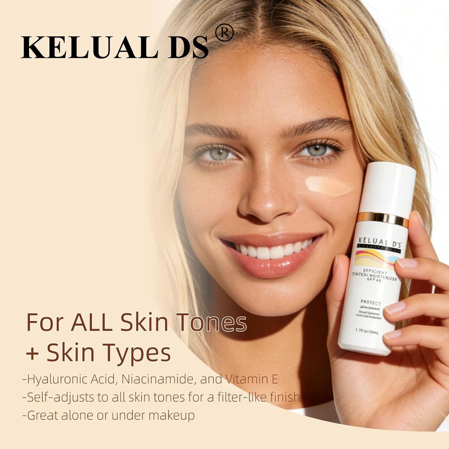 Anti-Aging Tinted Face Moisturizer & Sheer Sunscreen SPF 46 - Hydrating Skin Care, 1.7oz/50ml