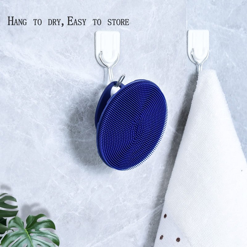 INNERNEED Silicone Face Exfoliating Brush Manual Handheld Facial Cleansing Scrubber Blackhead Remover, Food-Grade Soft Bristle (Dark Blue+Gray)