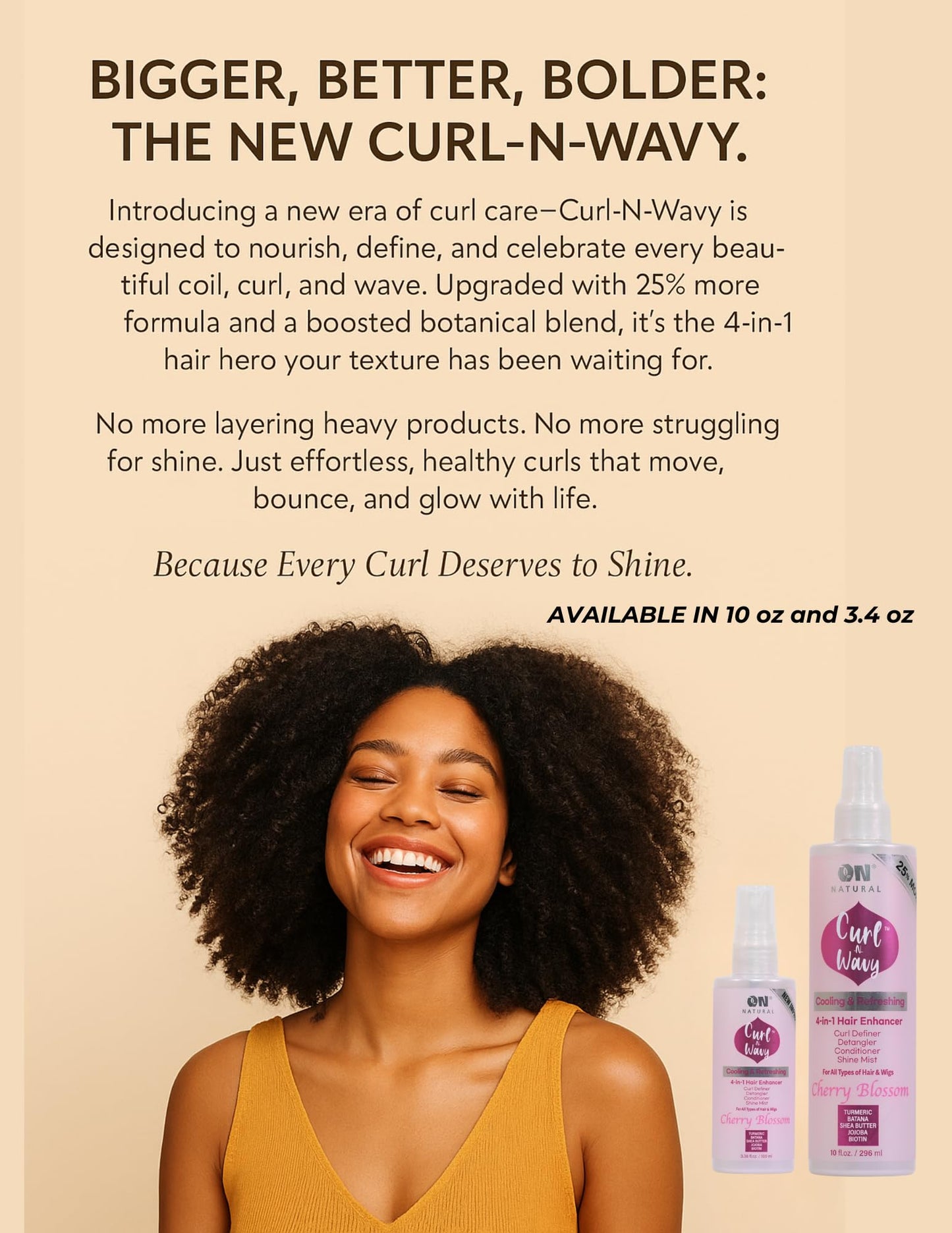 On Natural Curl-N-Wavy 4-in-1 Hair Enhancer For All Hair Texture [Jamaican Black Castor] 10 OZ