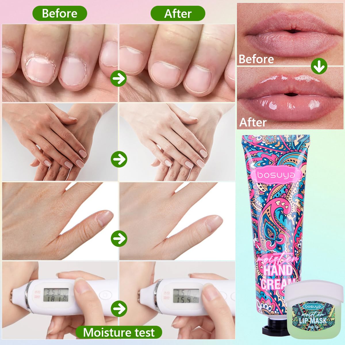 LIAYLILI 8 Pcs Hand Cream and Lip Balm Sets，Mini Hand Lotion Travel Size, Deeply Moisturize, Moisturize Lips,for Dry Cracked, Scaly, Dullness Skin, Gifts for Women Mom Staff.