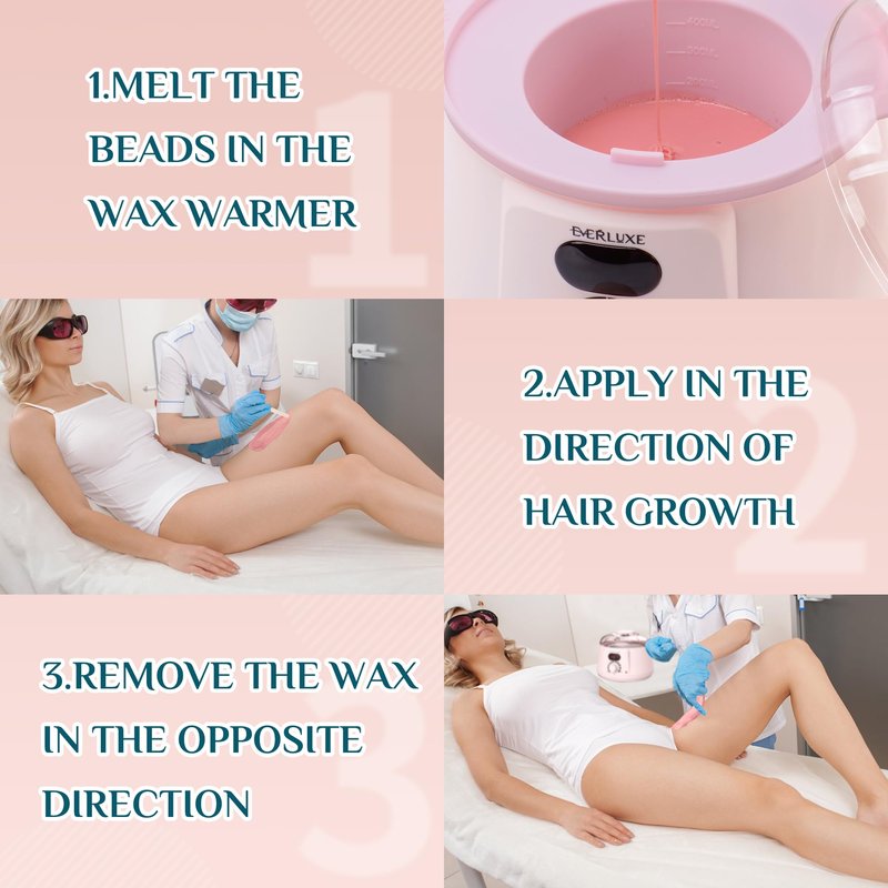 Everluxe Wax Beads-1LB Pink Hard Wax Beads For Hair Removal-Waxing Beads For Sensitive Skin With Rose Extract-Perfect For Bikini/Brazilian/Face/Body Waxing-At Home Beads For Women Men