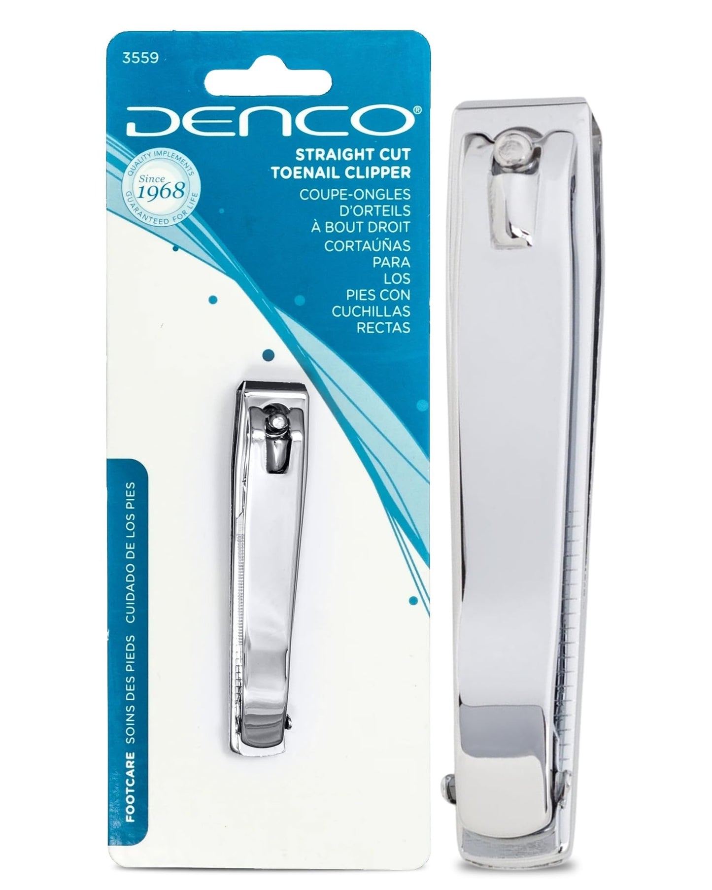 Denco Straight Cut Toenail Clipper – Precision Straight Edge Cutter for Thick & Regular Nails, Tool for Ingrown Toenails – Heavy Duty Stainless Steel Nail Clippers with Built-In File