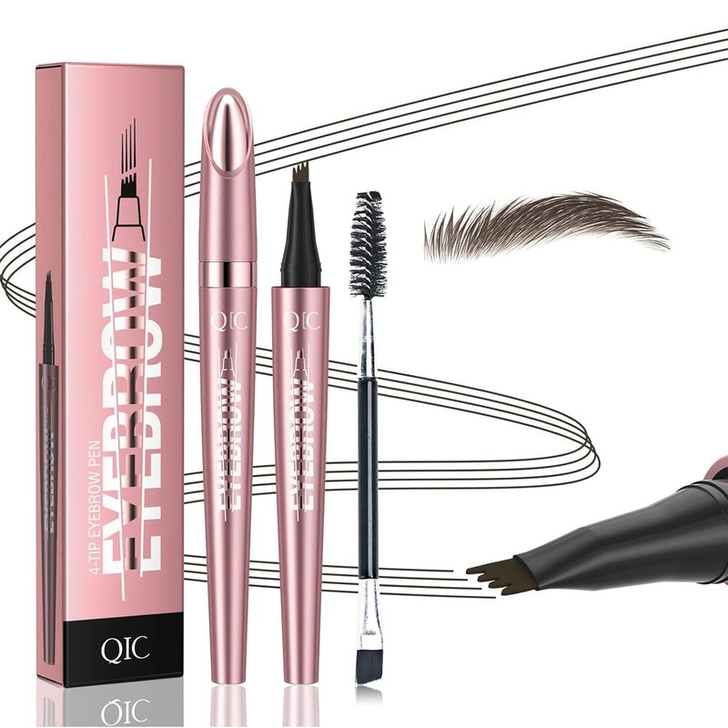 3D Waterproof Microblading Eyebrow Pen - Long-Lasting Natural Hair | 4 Fork Tip, Black Brown