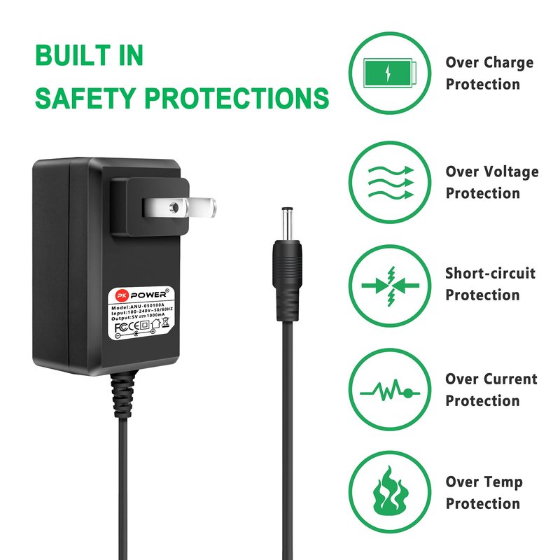PKPOWER AC/DC Adapter 5V Power Supply Charger, 6.6ft Cord Replacement for Remington Shaver XF8000 XF2800 PS-1 BHT1000 S1000 MS-1 and More