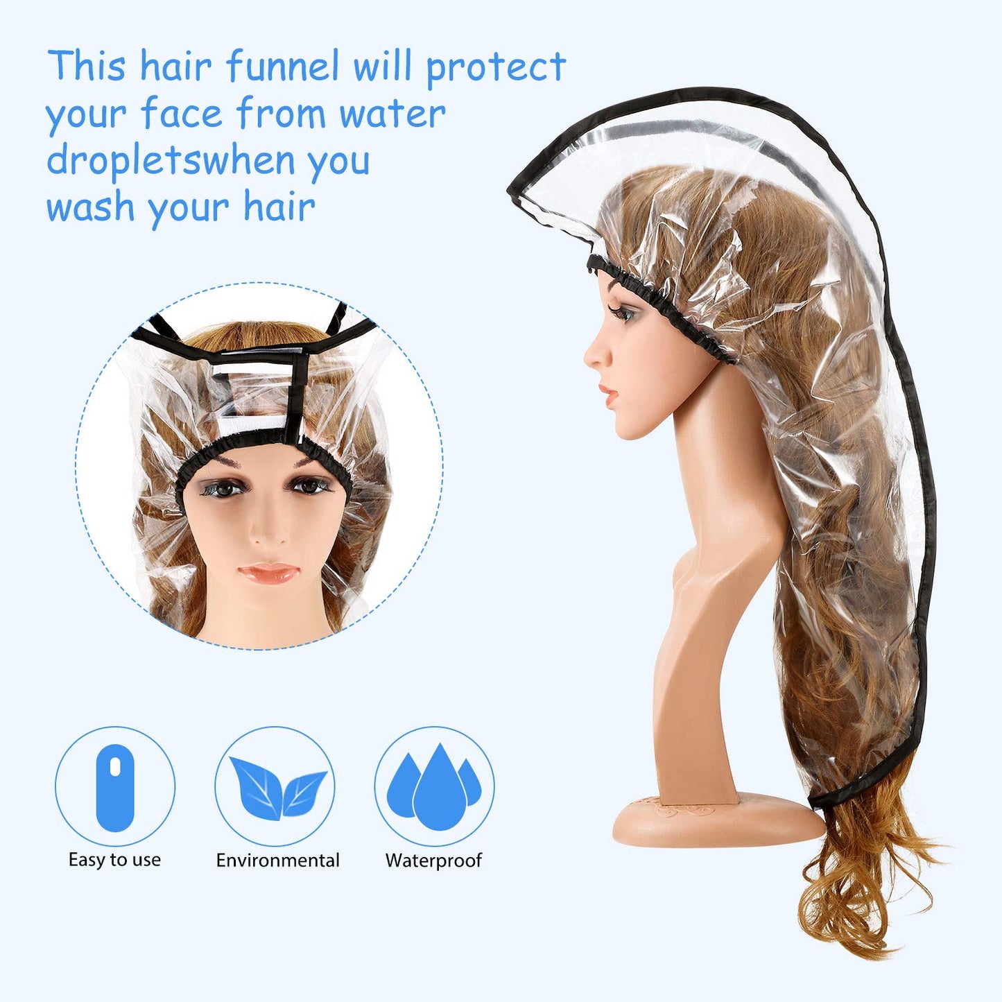 Blulu Hair Funnel for Washing Hair, 3 Piece Shampoo Rinse Tool for Upright Position, Comfortable Alternative for Elderly, Handicapped, or Individuals with Neck Problems, Home Use and Salon